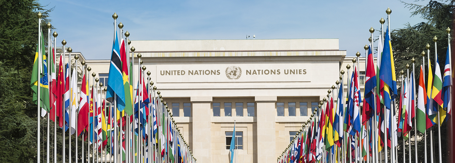 Het gebouw van de Verenigde Naties in Genève Zwitserland